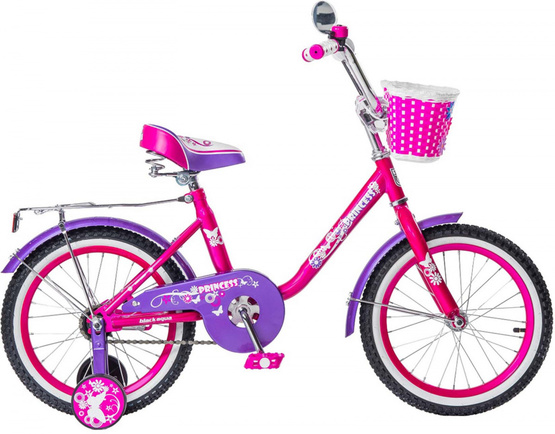 Велосипед Black Aqua Princess 14"; 1s, с ручкой со светящимися колесами, розово-сиреневый